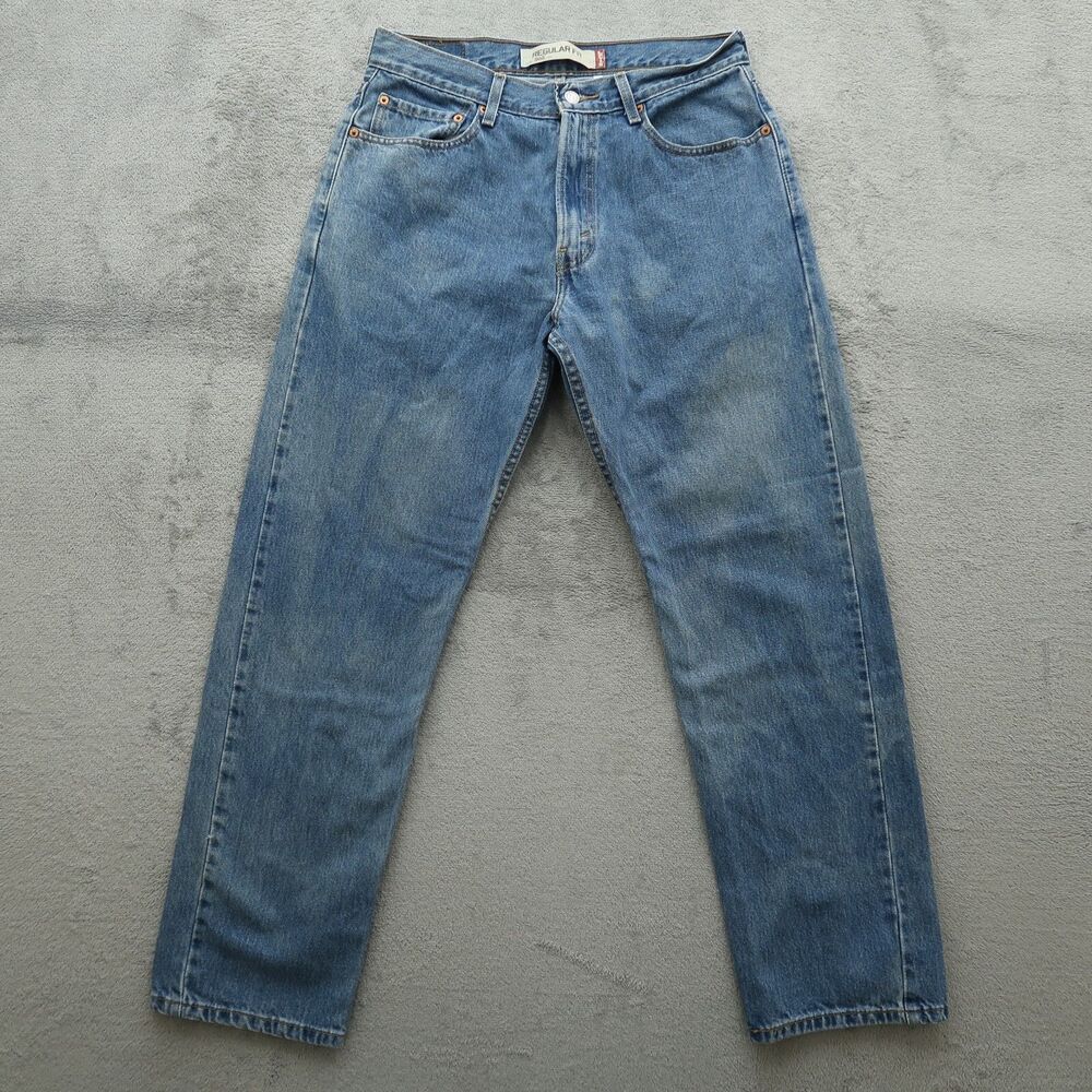 Levi's 505 Jeans Mens Fits 32x31 (Size 34x32) Blue Straight Denim Fading